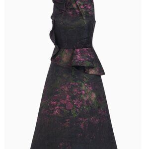 Kay Unger Inga Cocktail Dress Size 6 NWT Black with purple and green accents